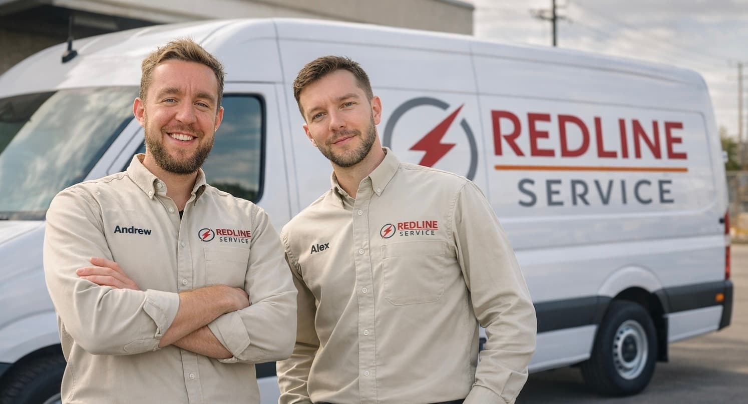 Professional appliance repair technician servicing equipment